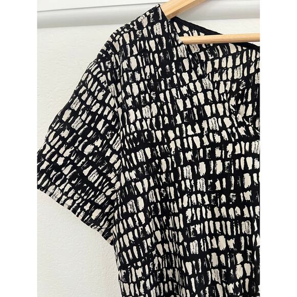 Eileen Fisher 100% Silk Mini Dress Womens 1X Black Boho Chic Artsy Miniamlist - Picture 7 of 15